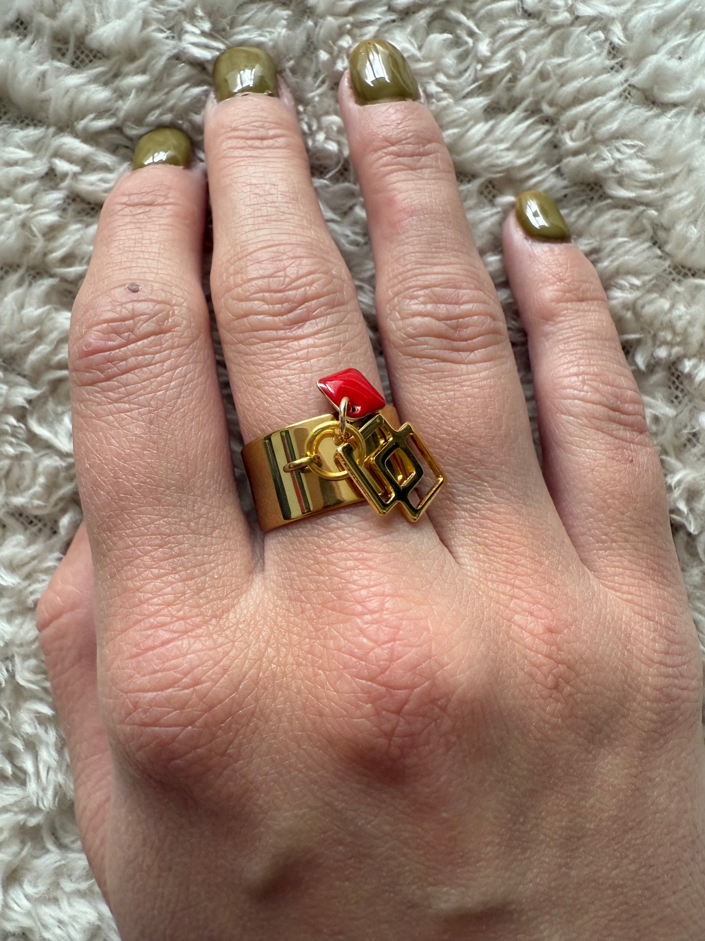 Bague Love Link – Doré & Rouge