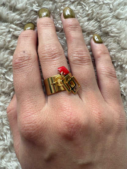 Bague Love Link – Doré & Rouge
