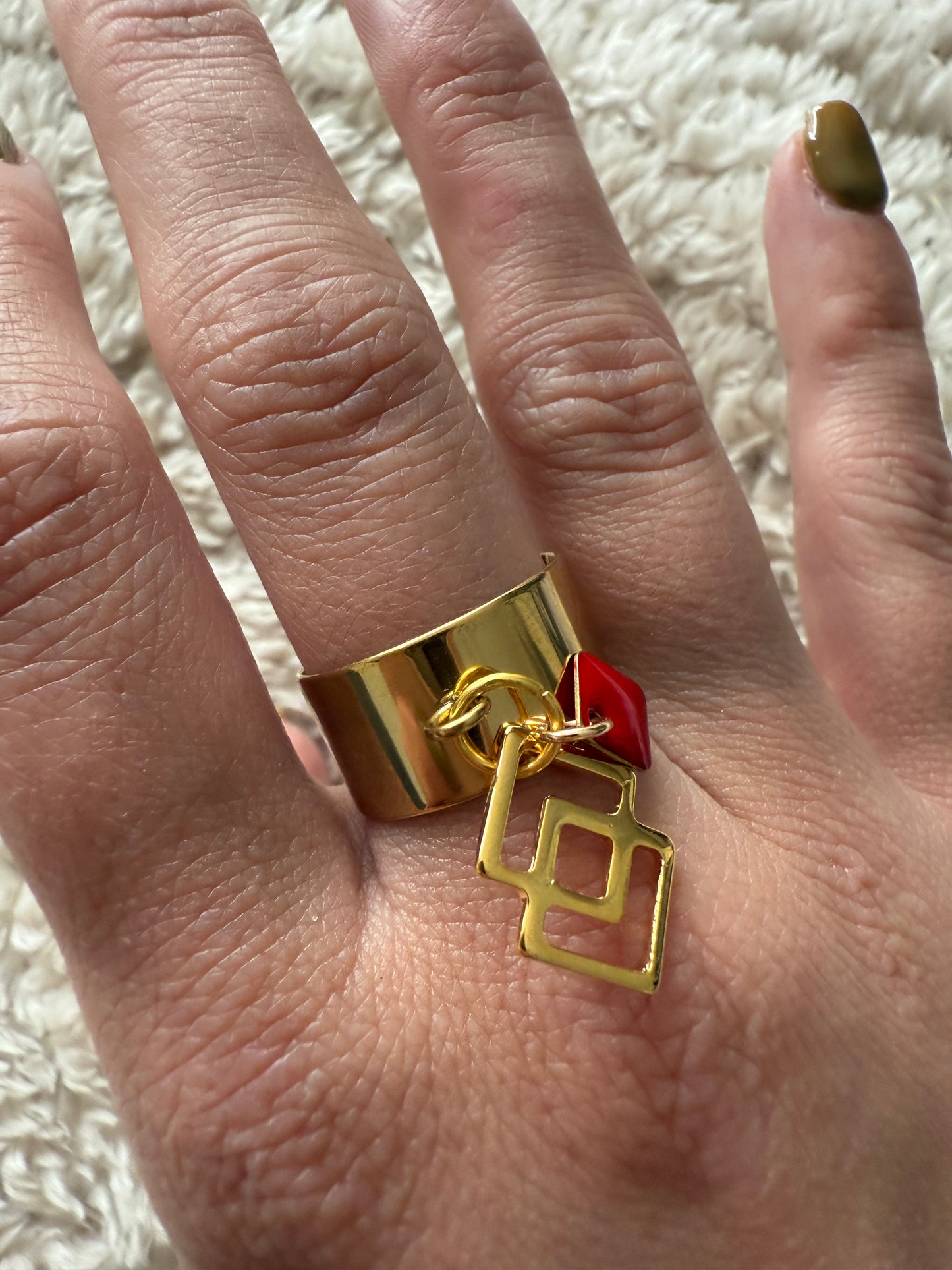 Bague Love Link – Doré & Rouge