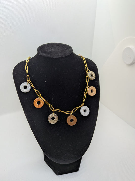 Collier Fil des étoiles doré charms oria beige